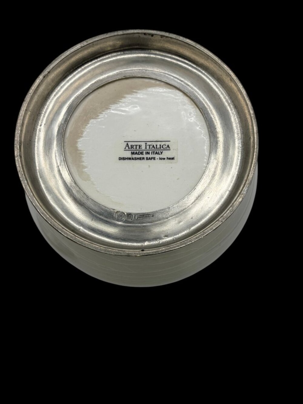 Arte Italica Lucchero White Ceramic Sugar Canister Pewter Lid Made in Italy 9" - Picture 11 of 14